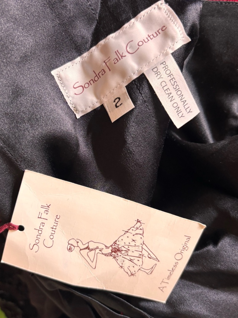 Sondra Falk Couture Scarlett Black Red Formal Wrap Dress Sample 4 Statement Bow - Picture 10 of 10